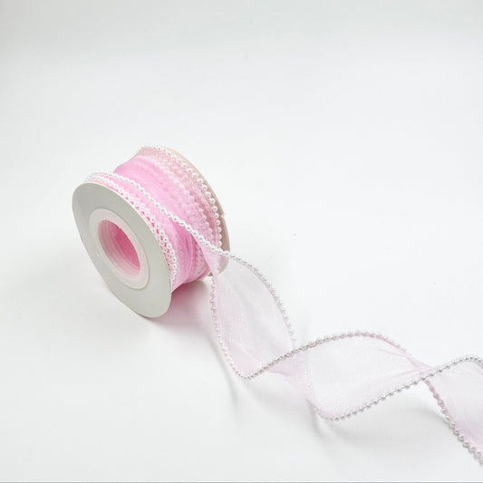 Pearl Ribbon - Pink (1.5 inch) (5 yards) - Prismribbons