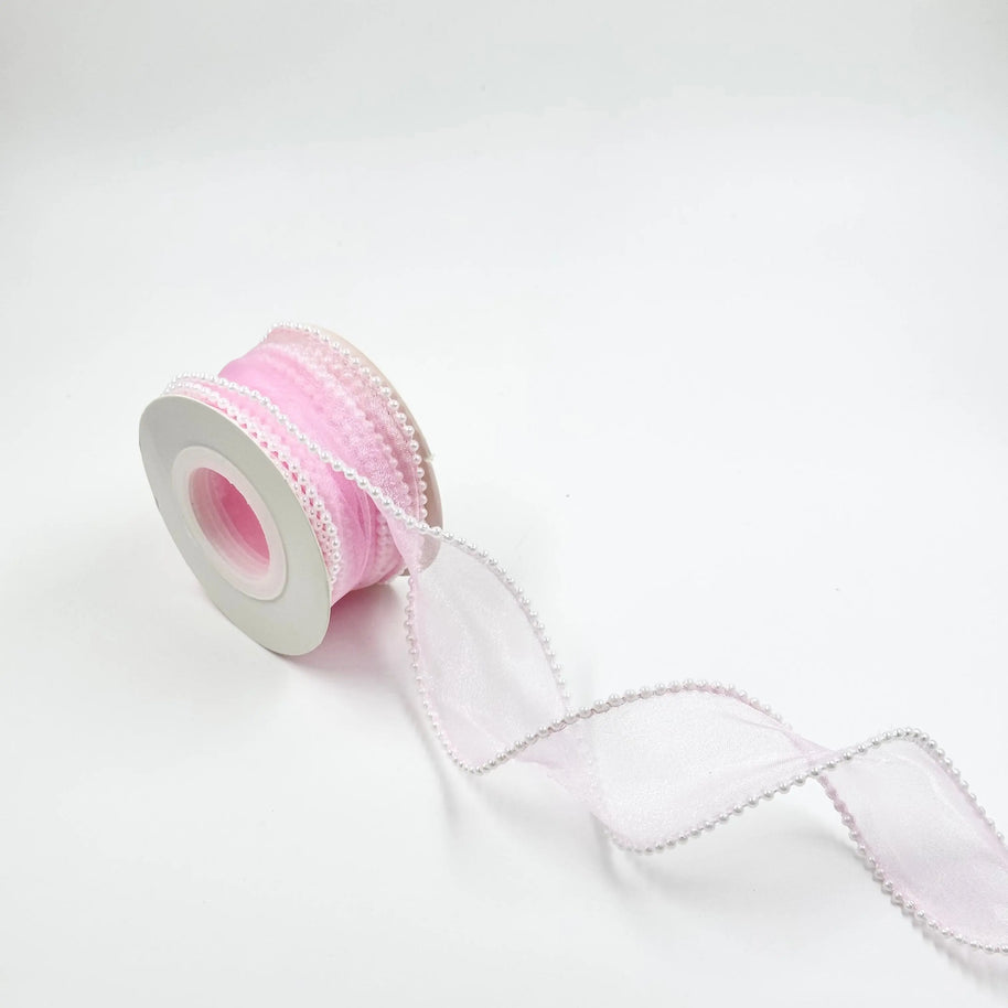 Pearl Ribbon - Pink (1.5 inch) (5 yards) - Prismribbons