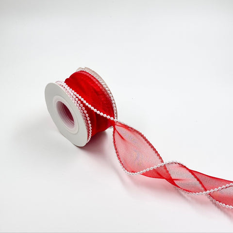 Pearl Ribbon - Red (1.5 inch) (5 yards) - Prismribbons