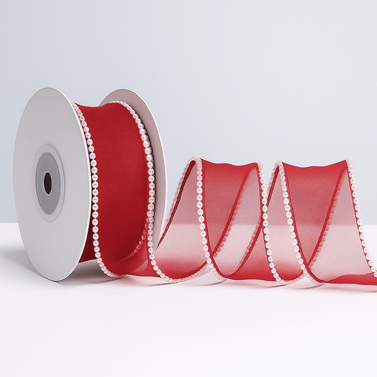 Pearl Ribbon - Red (9MTR) - Prismribbons