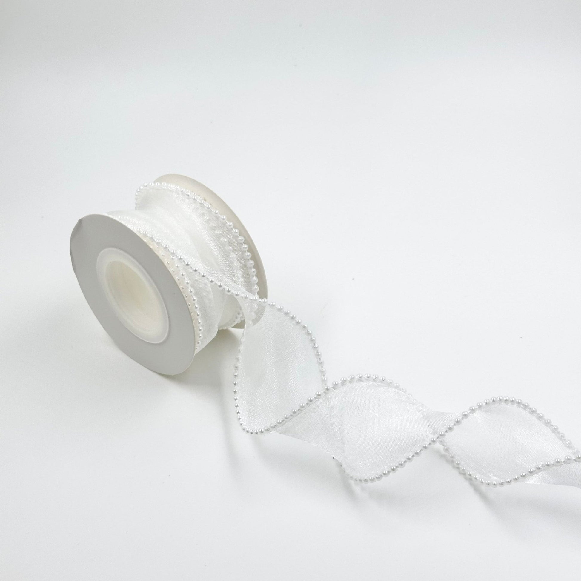 Pearl Ribbon - White (1.5 inch) (5 yards) - Prismribbons