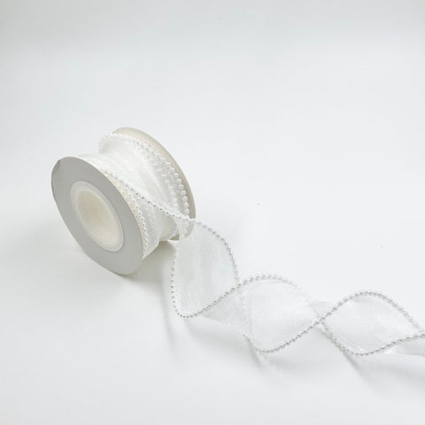 Pearl Ribbon - White (1.5 inch) (5 yards) - Prismribbons