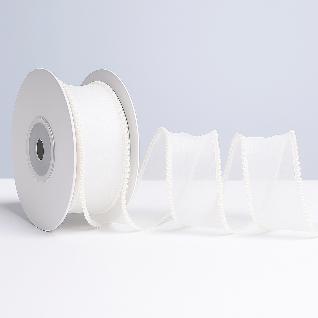 Pearl Ribbon - White (9MTR) - Prismribbons