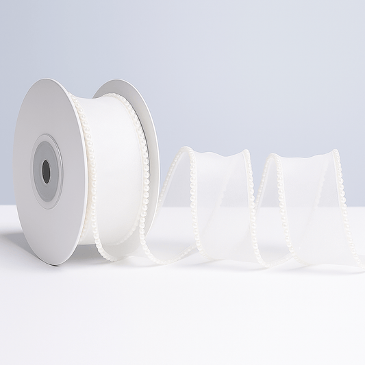 Pearl Ribbon - White (9MTR) - Prismribbons
