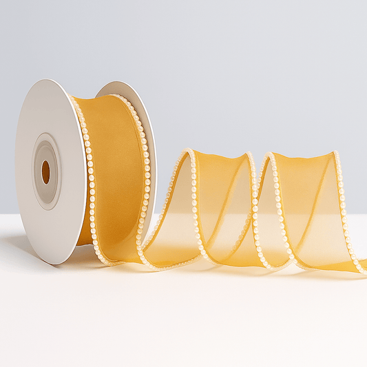 Pearl Ribbon - Yellow (9MTR) - Prismribbons