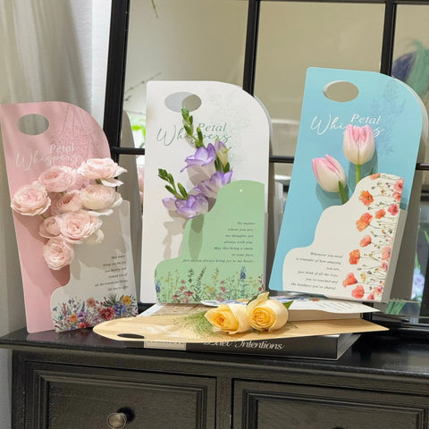 "Petal Whispers" Flower Bouquet Card with Tag (5 pcs) - Assorted - Prismribbons