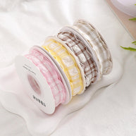 Plaid Crumpled Ribbon (1 inch) (9 Meters) - Baby Pink - Prismribbons