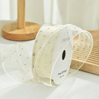 Rhinestone Organza Ribbon (1.5 inch) (9 meters) - Beige - Prismribbons