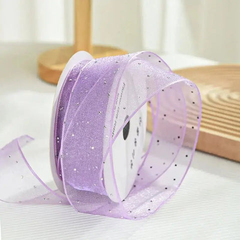 Rhinestone Organza Ribbon (1.5 inch) (9 meters) - Purple - Prismribbons