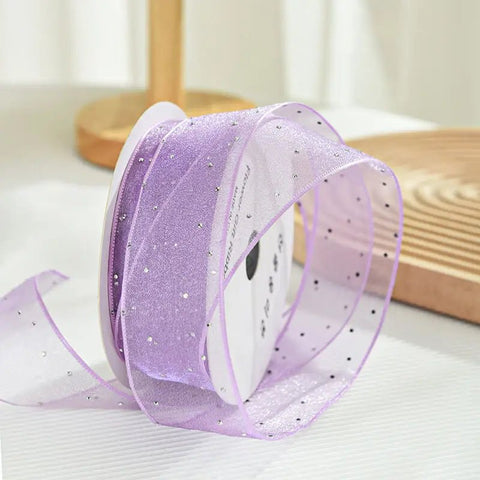 Rhinestone Organza Ribbon - Purple (9MTR) - Prismribbons