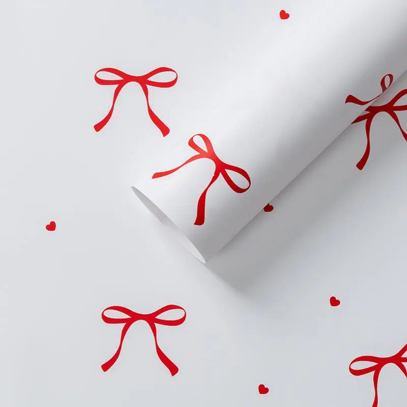 Ribbon Bow Wrapping Sheets - 20 sheets - White & Red - Prismribbons