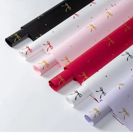 Ribbon Bow Wrapping Sheets - 20 sheets - White & Red - Prismribbons