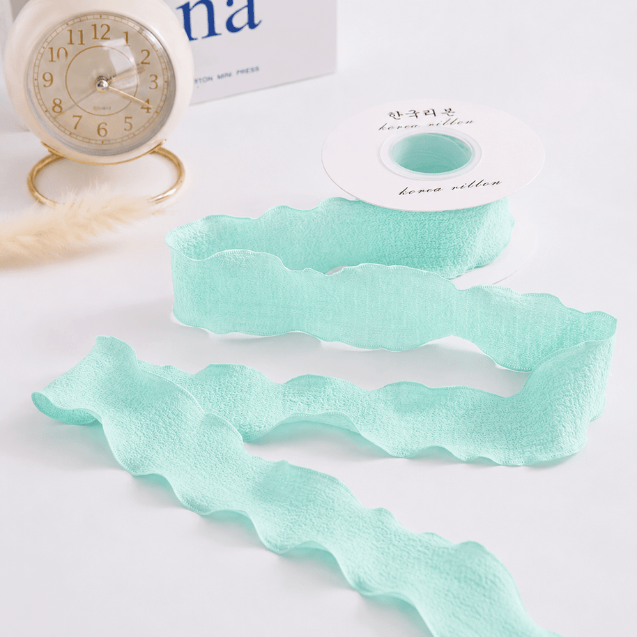 Ruffle Lace Ribbon (1.5 inch) (9 meters) - Aqua Blue - Prismribbons