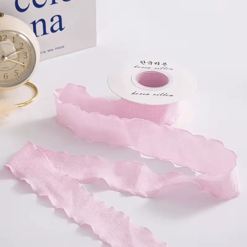 Ruffle Lace Ribbon (1.5 inch) (9 meters) - Baby Pink - Prismribbons