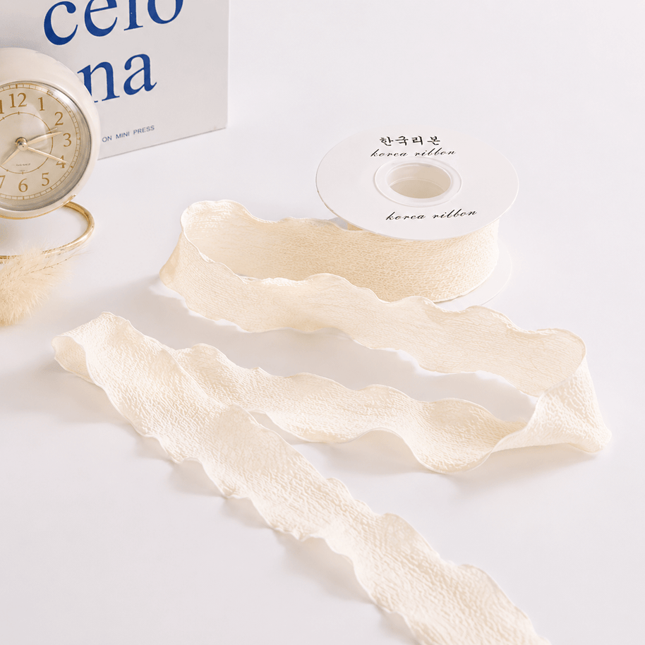 Ruffle Lace Ribbon (1.5 inch) (9 meters) - Beige - Prismribbons