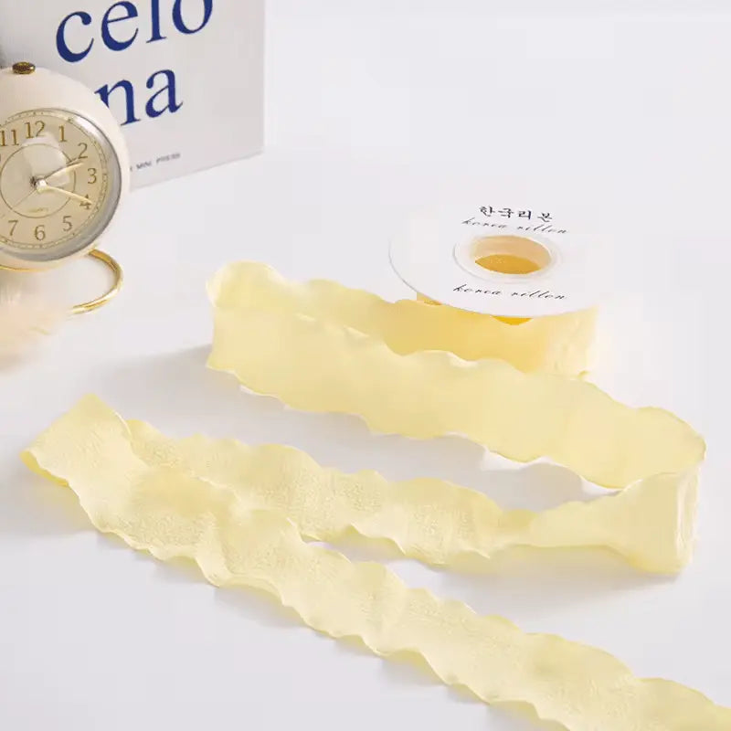 Ruffle Lace Ribbon (1.5 inch) (9 meters) - Pale Yellow - Prismribbons