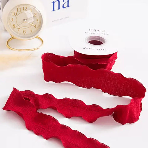 Ruffle Lace Ribbon (1.5 inch) (9 meters) - Red - Prismribbons