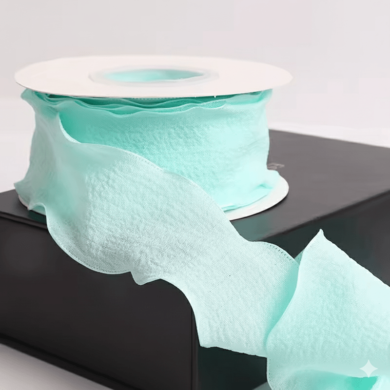 Ruffle Lace Ribbon - Aqua Blue (9 meters) - Prismribbons