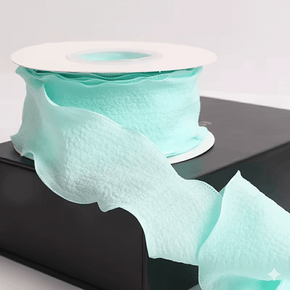 Ruffle Lace Ribbon - Aqua Blue (9 meters) - Prismribbons