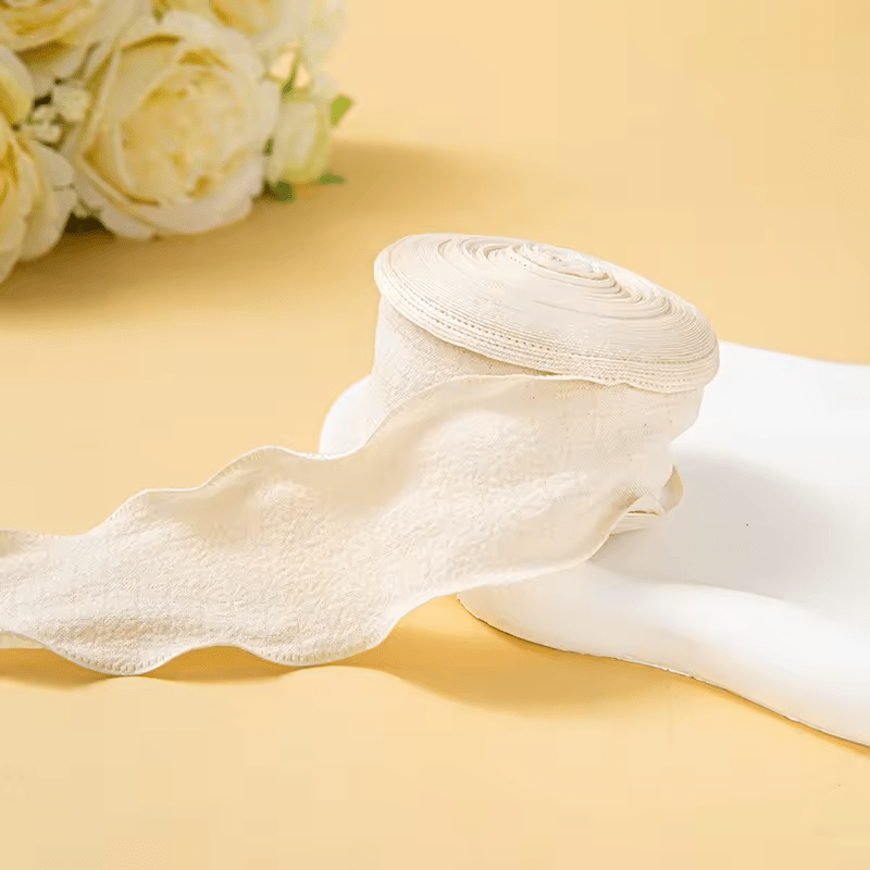 Ruffle Lace Ribbon - Beige (9 meters) - Prismribbons