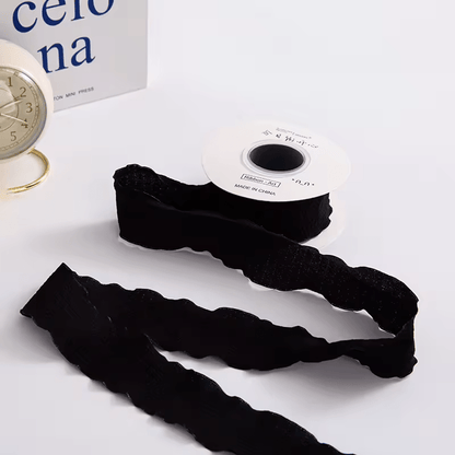 Ruffle Lace Ribbon - Black (9 meters) - Prismribbons