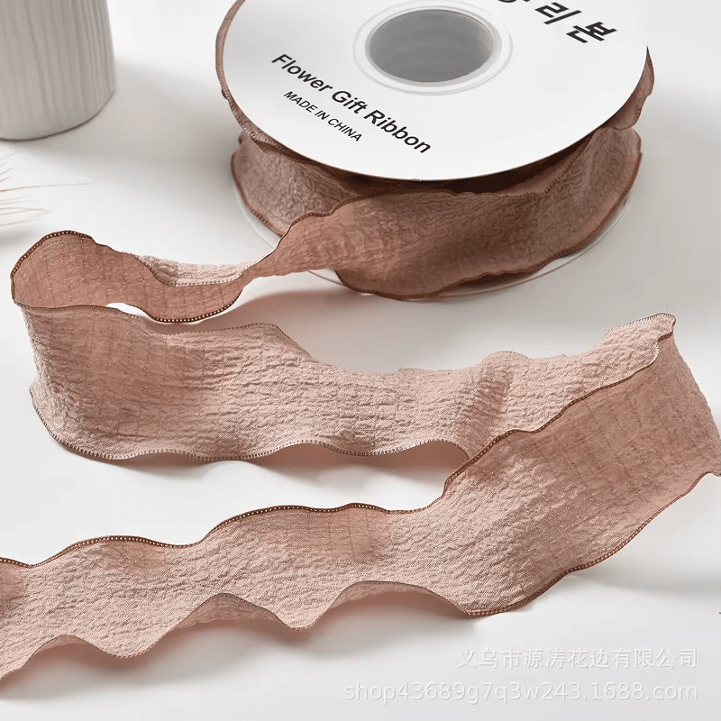 Ruffle Lace Ribbon - Khaki (9 meters) - Prismribbons