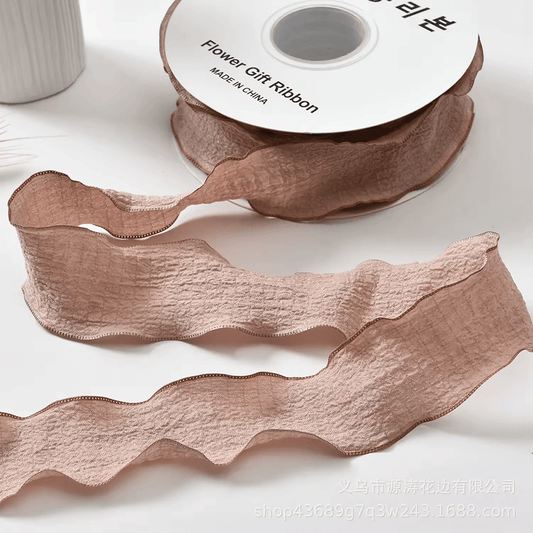 Ruffle Lace Ribbon - Khaki (9 meters) - Prismribbons