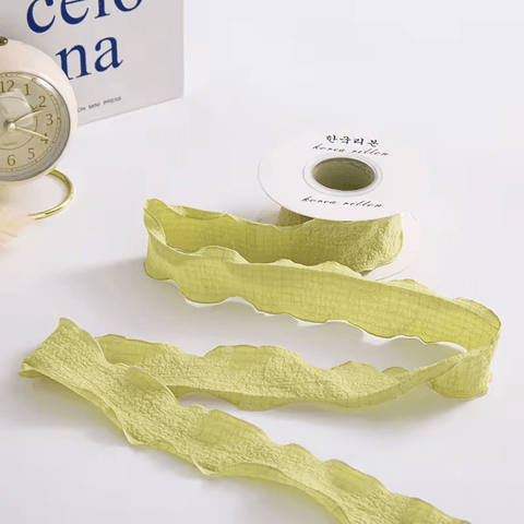 Ruffle Lace Ribbon - Matcha Green (9 meters) - Prismribbons
