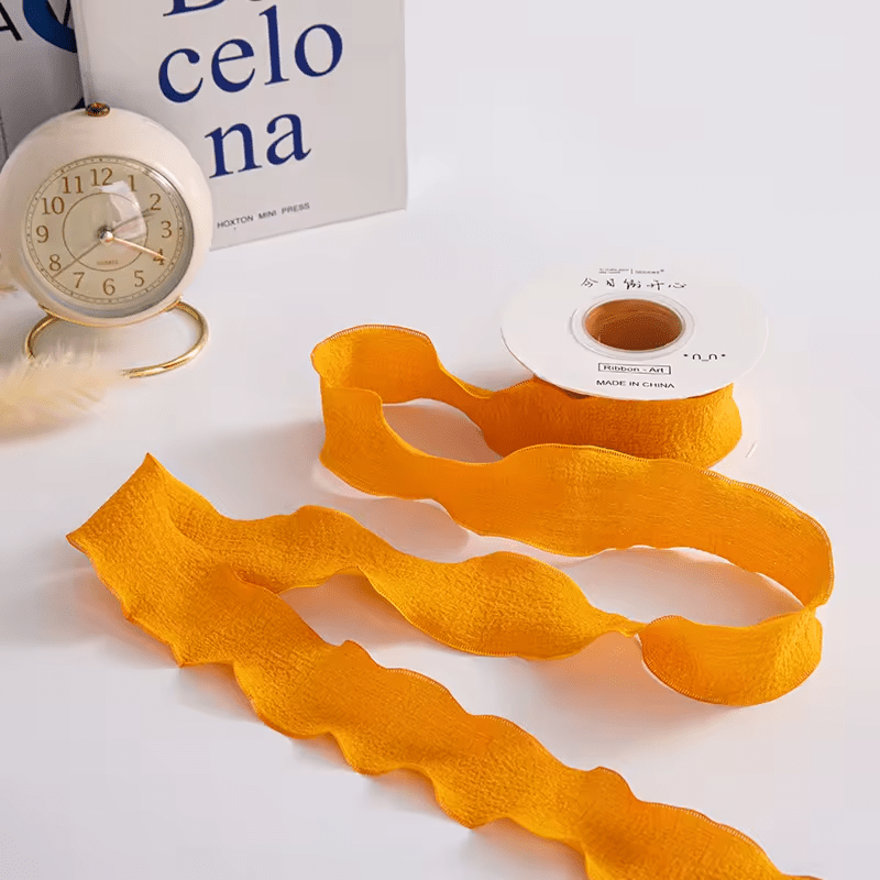 Ruffle Lace Ribbon - Orange (9 meters) - Prismribbons