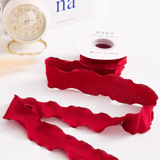 Ruffle Lace Ribbon - Red (9 meters) - Prismribbons