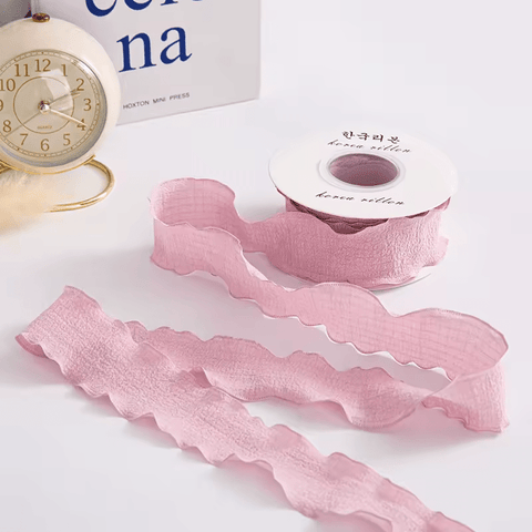 Ruffle Lace Ribbon - Rose Pink (9 meters) - Prismribbons
