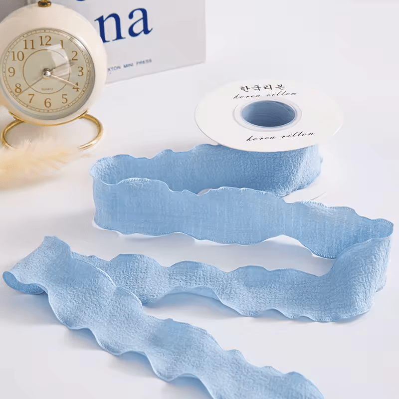 Ruffle Lace Ribbon - Sky Blue (9 meters) - Prismribbons