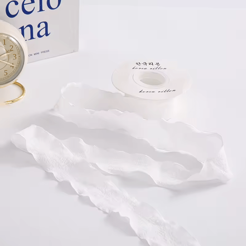 Ruffle Lace Ribbon - White (9 meters) - Prismribbons
