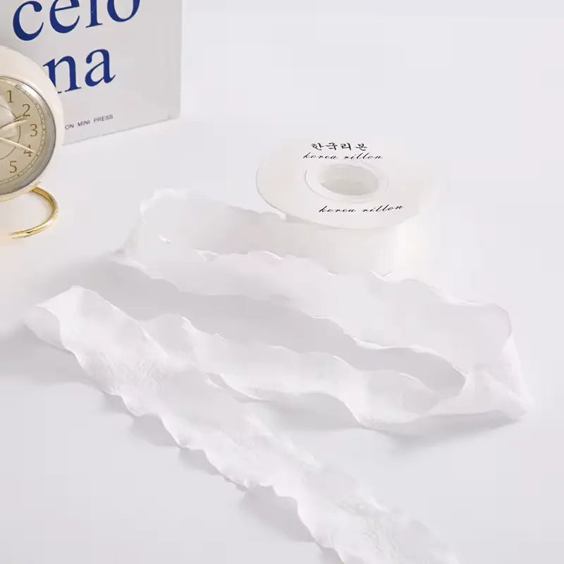 Ruffle Lace Ribbon - White (9 meters) - Prismribbons