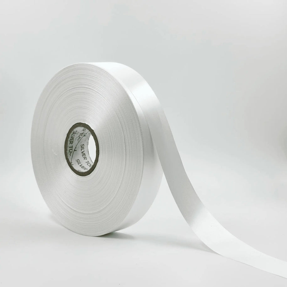 Satin Ribbon (1 inch) (180 meter) - White - Prismribbons