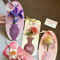 Vase Flower Card (5 pcs) - Peach - Prismribbons