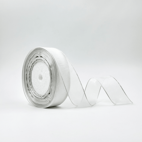 Wired edge organza - Silver - Prismribbons